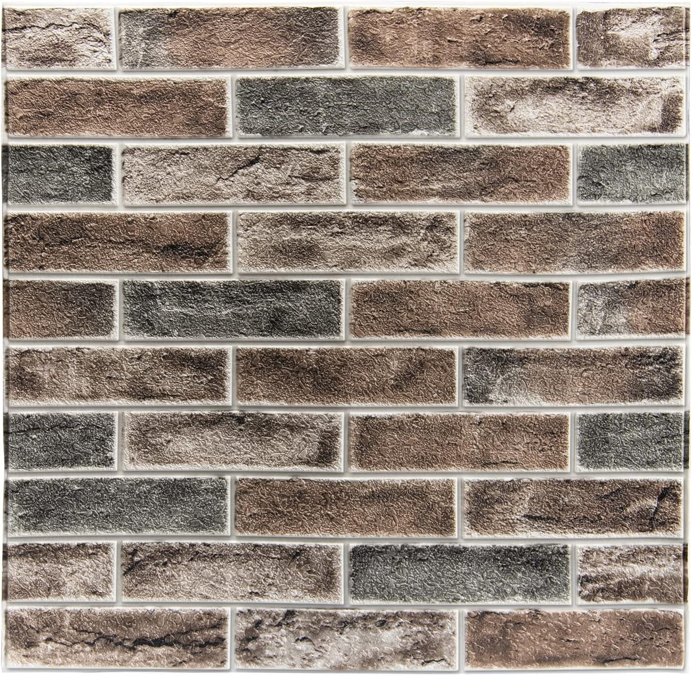 20-Pack 3D Peel and Stick Faux Brick Wall Panels - Waterproof & Stain Resistant