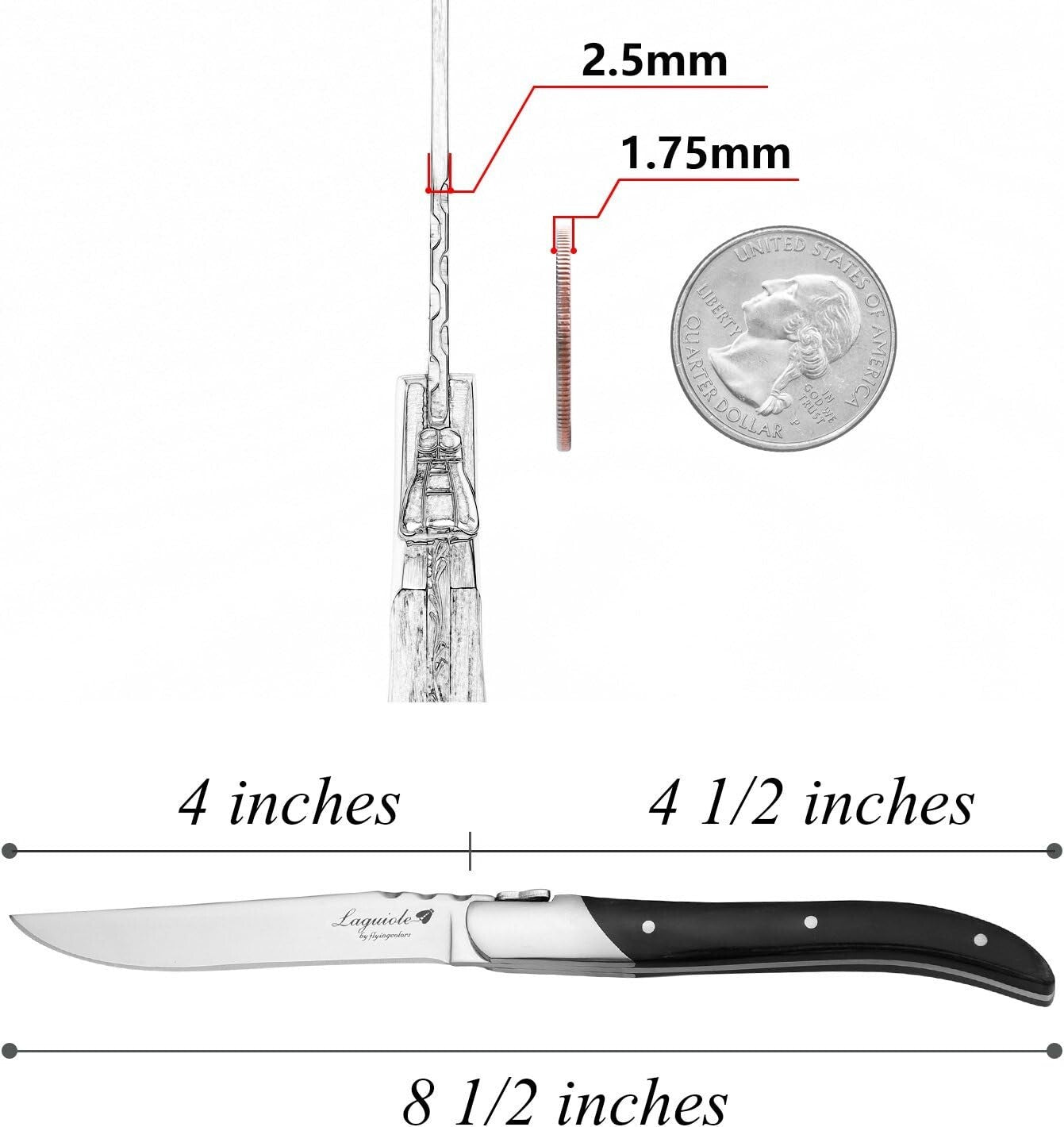 Premium Laguiole Steak Knife Set – 6 Stainless Steel Knives with Wood Finishes