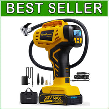 Load image into Gallery viewer, Cordless Tire Inflator with 21V Battery &amp; Flashlight - Perfect for Nighttime Use