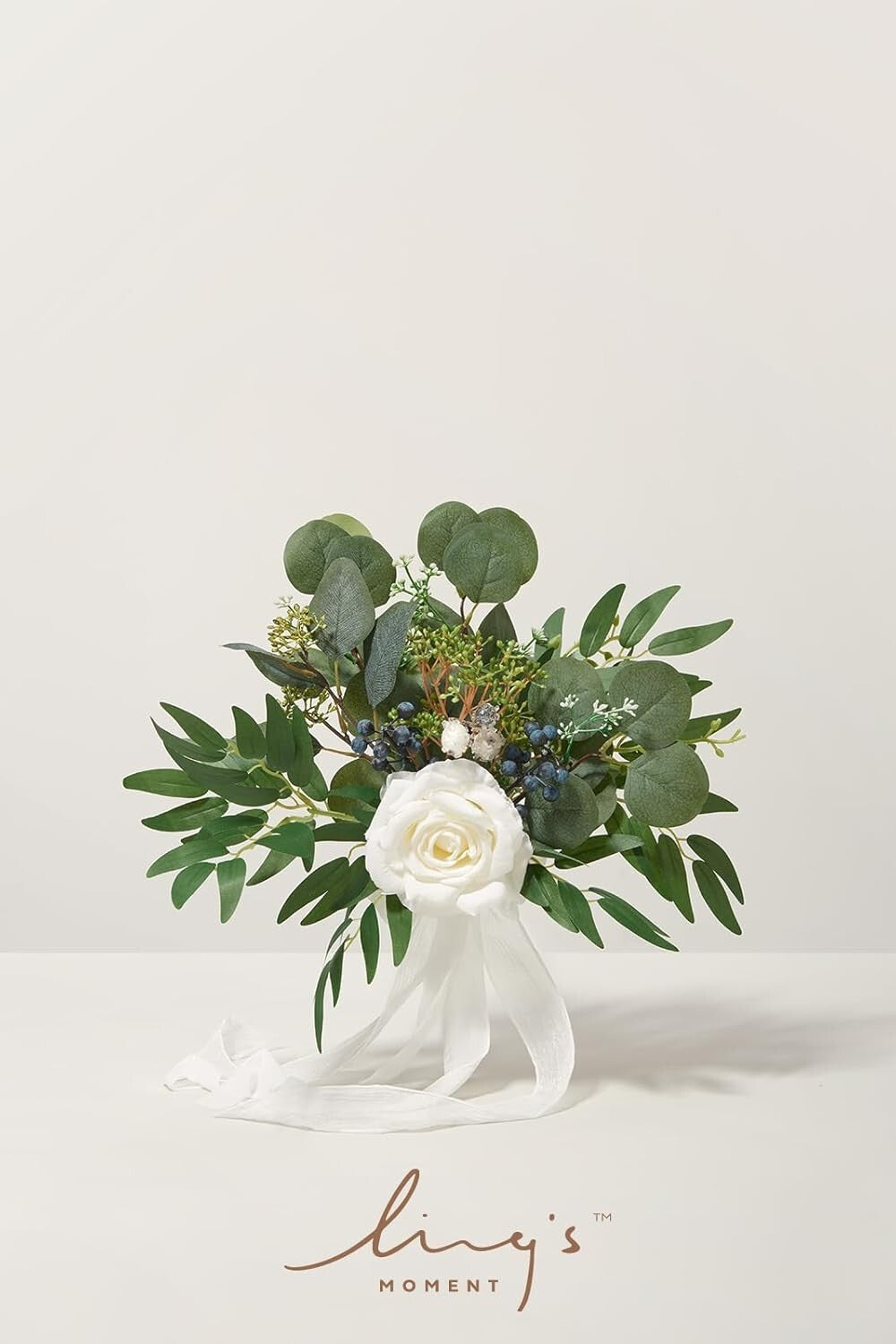 Durable Silk Bridesmaid Bouquets in White and Sage - Set of 6 for Ceremonies
