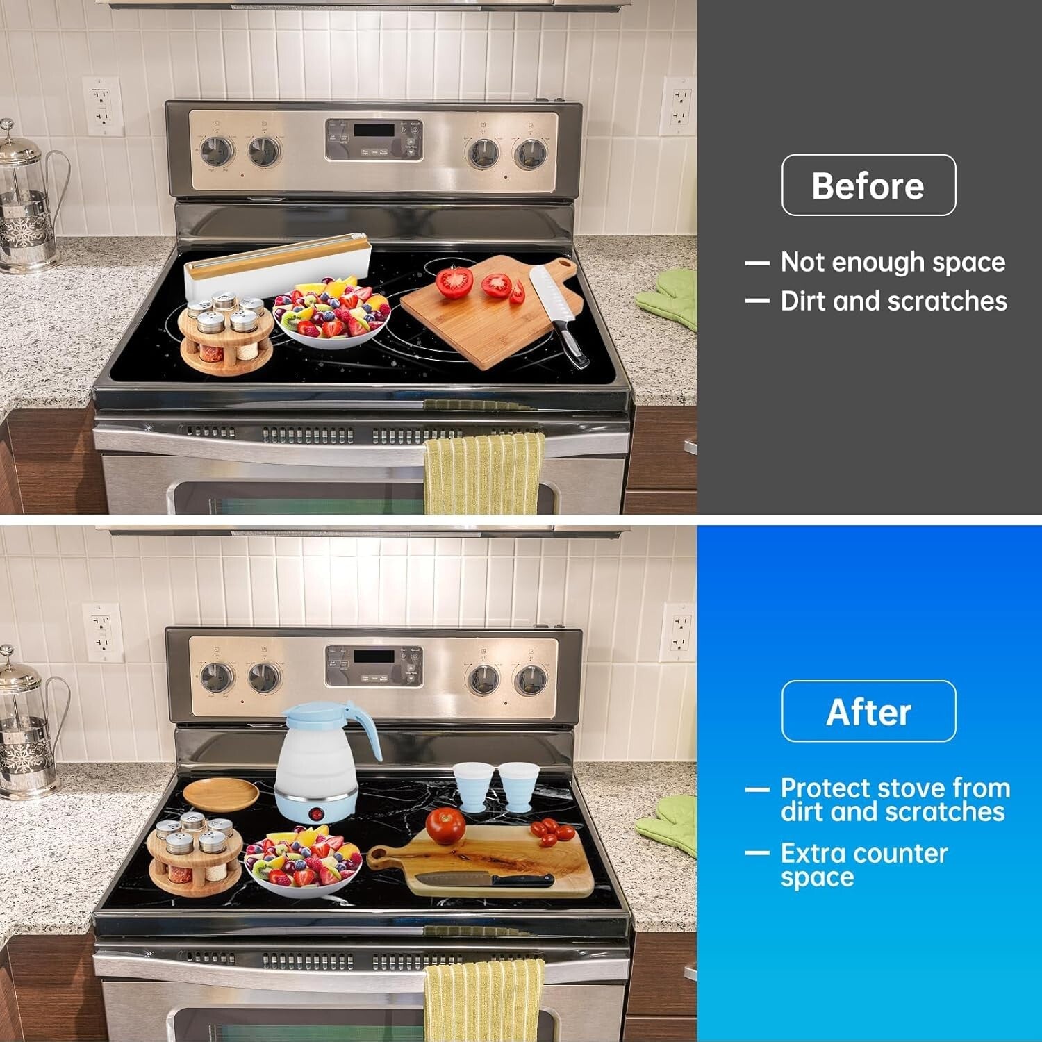 Extra-Large Heat Resistant Glass Stove Top Cover - Dishwasher Safe & Decorative