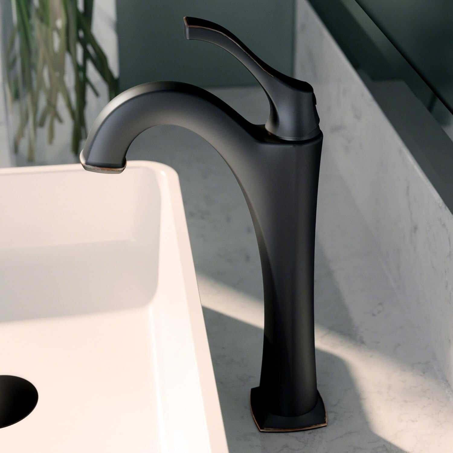 Arlo Oil Rubbed Bronze Single Handle Vessel Faucet with Pop-Up Drain Included