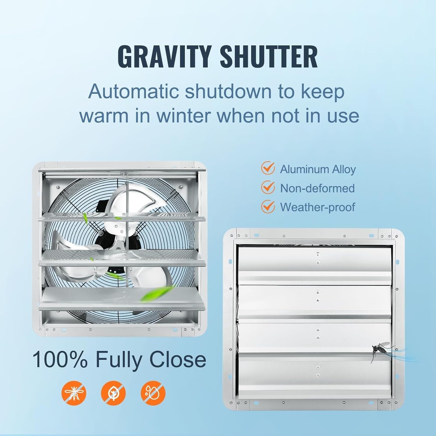 16 Inch High Airflow Shutter Exhaust Fan - Efficient Cooling for Home and Work