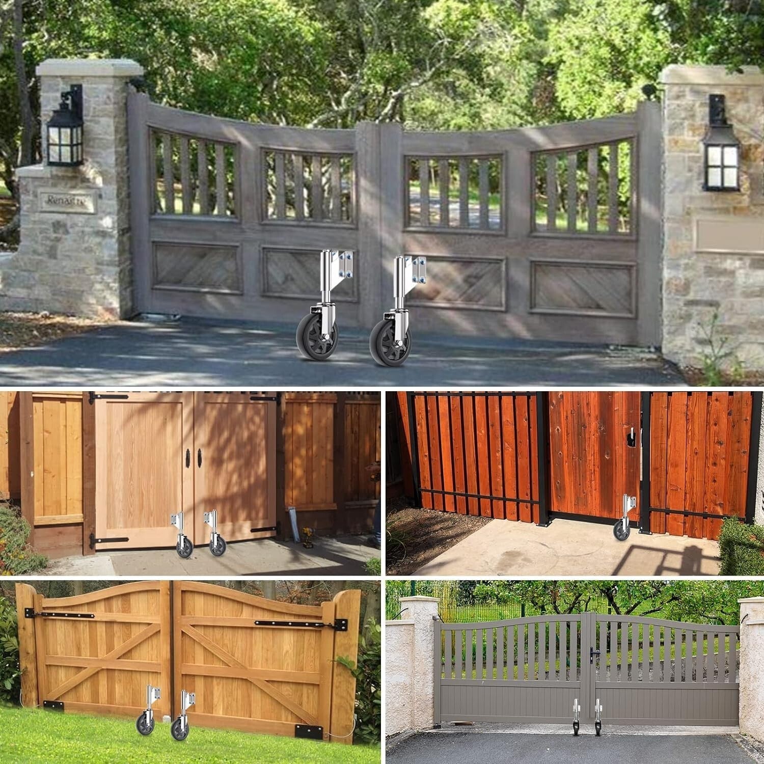 Durable 6" Gate Casters with Spring Load - Heavy Duty, Easy Install, Set of 2