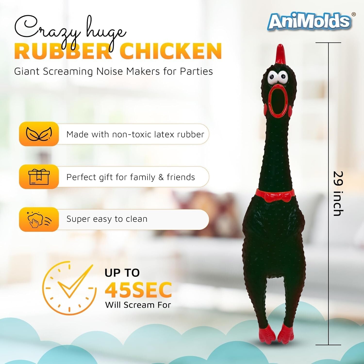 Loud & Funny 29-Inch Rubber Chicken - Perfect for Pranks and White Elephant