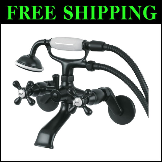 Elegant Solid Brass Wall Mount Tub Faucet in Matte Black - High Flow Rate Design