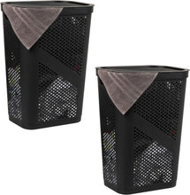 Load image into Gallery viewer, Versatile 60L Laundry &amp; Storage Baskets - Slim Black Hampers for Modern Homes