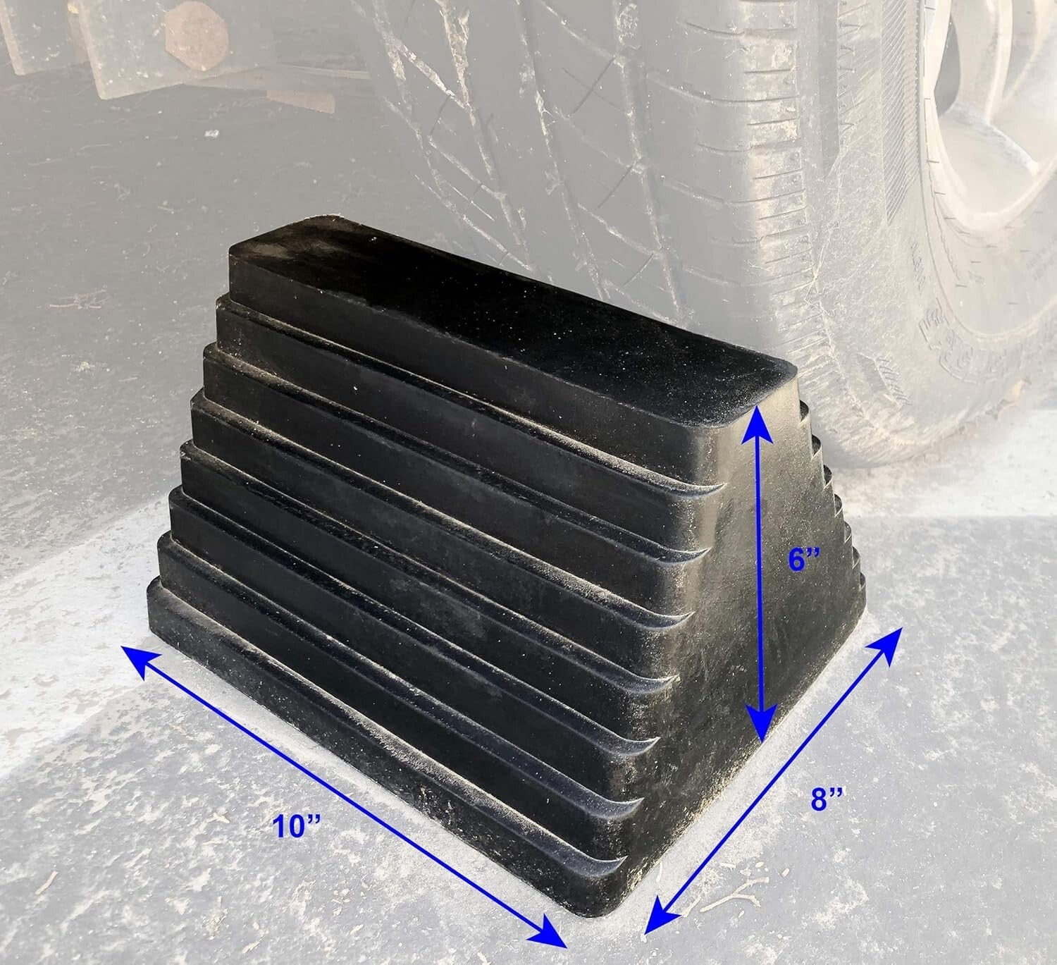 10-Pack Heavy-Duty Rubber Wheel Chock with Eyebolt for Secure Vehicle Parking