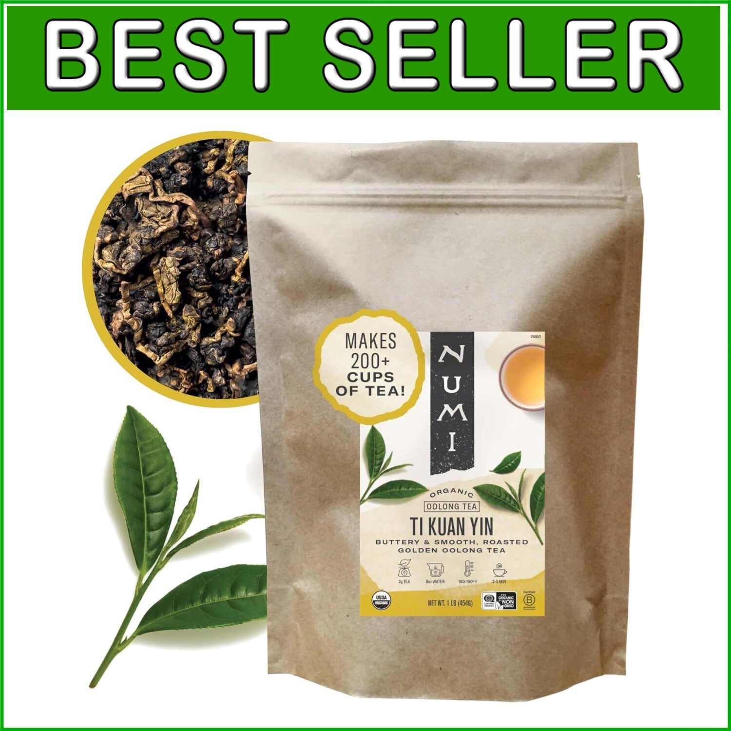 Flavorful Organic Oolong Tea - 16 Ounce Loose Leaf from Fujian, China