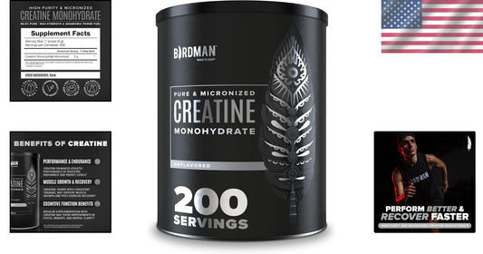 Flavorless Creatine Monohydrate Powder - 5g Serving for Performance & Recovery