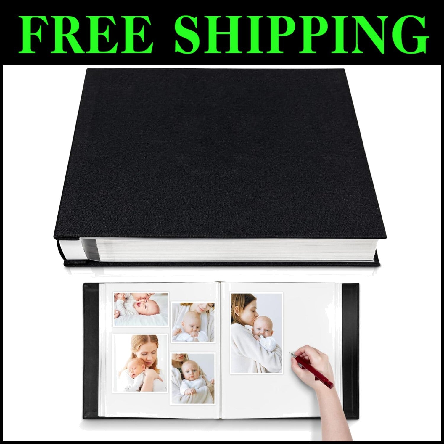Customizable DIY Scrapbook Photo Album - 13x12.8 with Stickers and Pen Included