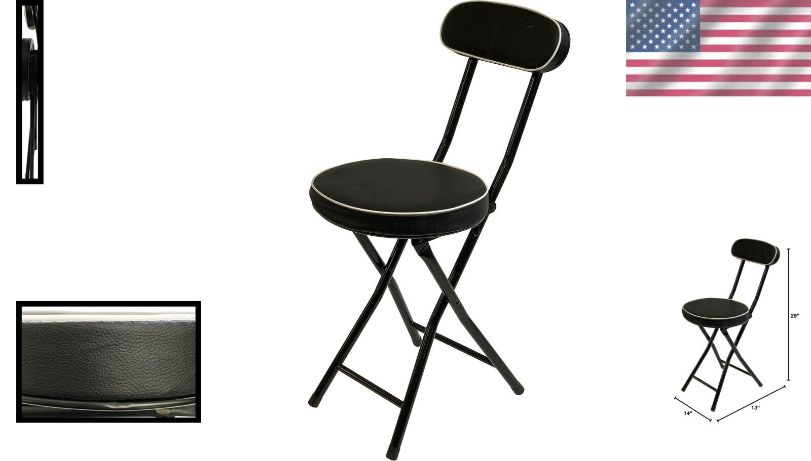 Durable Folding Stool with 12-Inch Cushioned Seat - Perfect for Any Setting