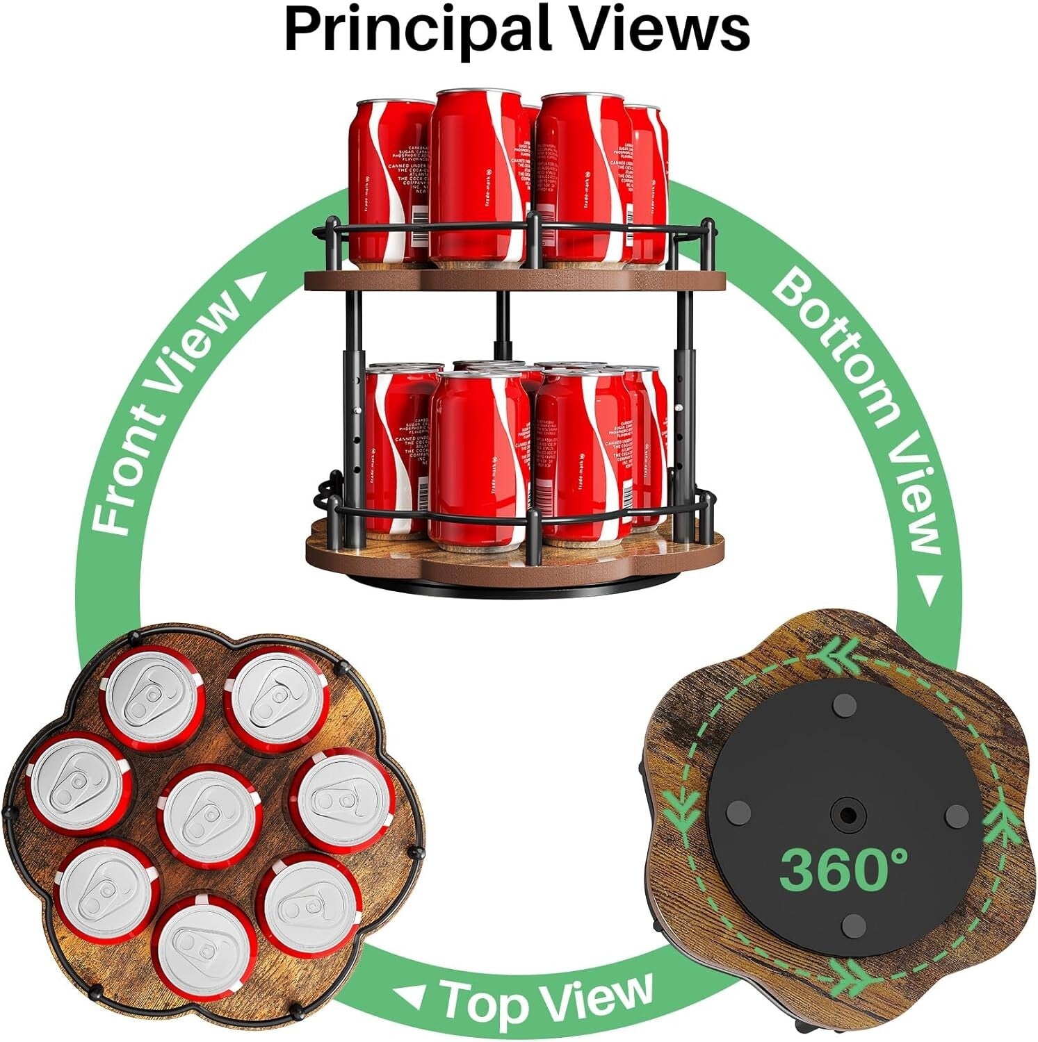 Adjustable Height Lazy Susan Spice Organizer for Cabinet - Unique Flower Design
