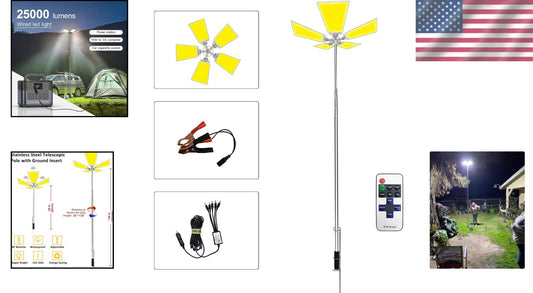 Durable 25000 Lumen LED Camping Light with Adjustable Height and Remote Control