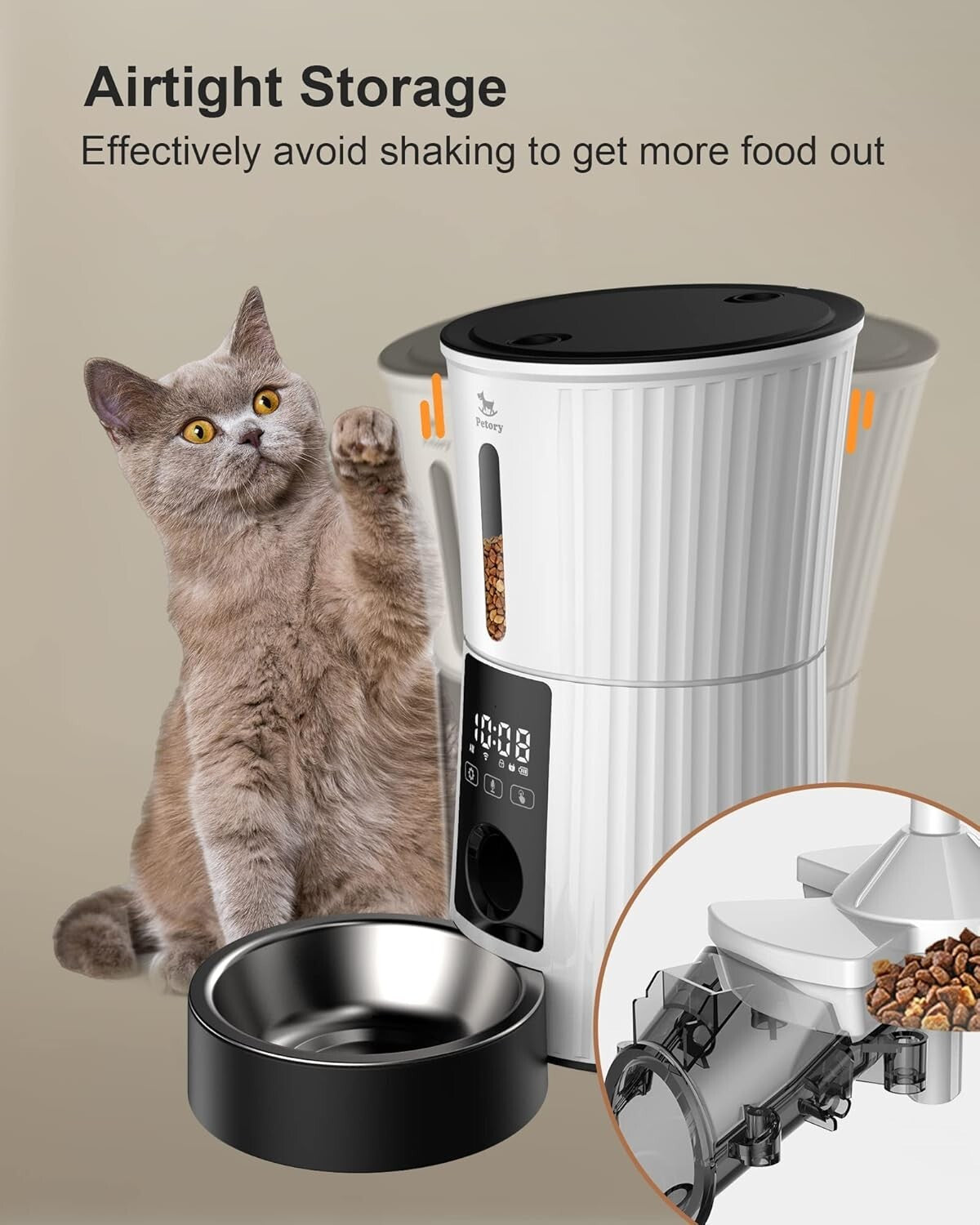 BPA-Free Wi-Fi Dry Food Dispenser for Cats & Small Dogs - 20 Days of Freshness