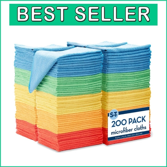 Eco-Friendly 200 Pack Microfiber Cleaning Cloths - Perfect for Home and Car Use