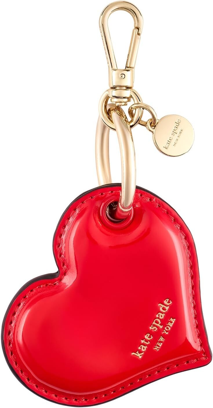 Elegant Classic Red Heart AirTag Keychain with Gold Clip - Lightweight and Chic