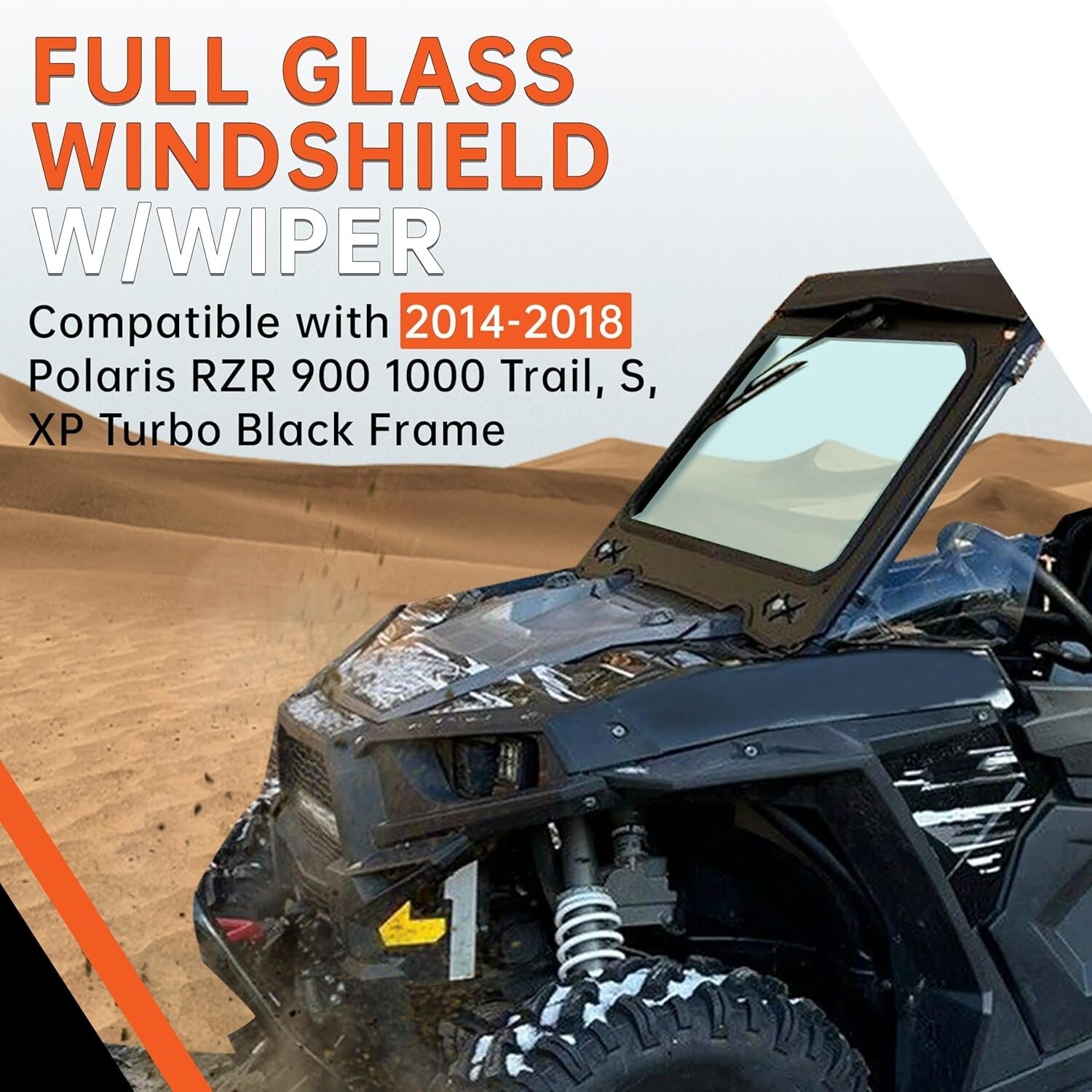 Enhanced Visibility Full Windshield & Wiper for 2014-2018 Polaris RZR XP Turbo