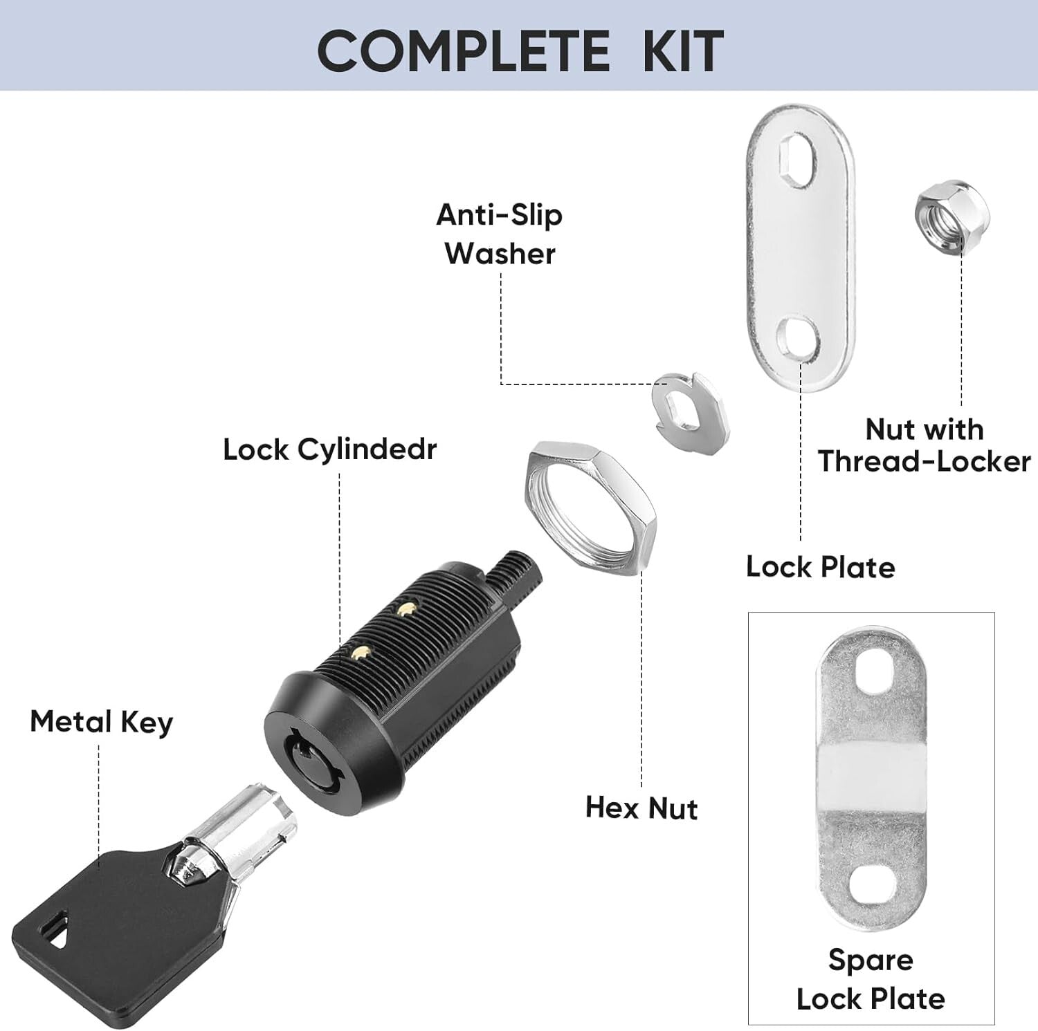 Durable 12 Pack Metal Cabinet Locks - Heavy-Duty Cam Locks with Gift Packaging