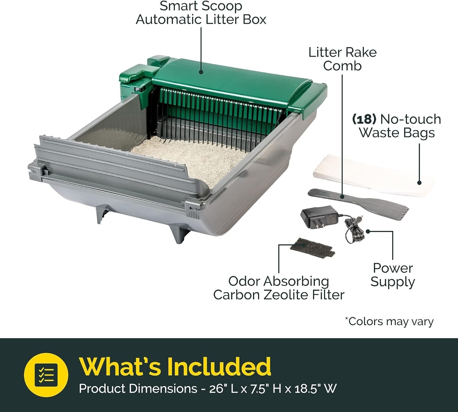 Innovative Smart Scoop Litter Box Bundle - Hands-Free, Odor-Free, Easy Clean