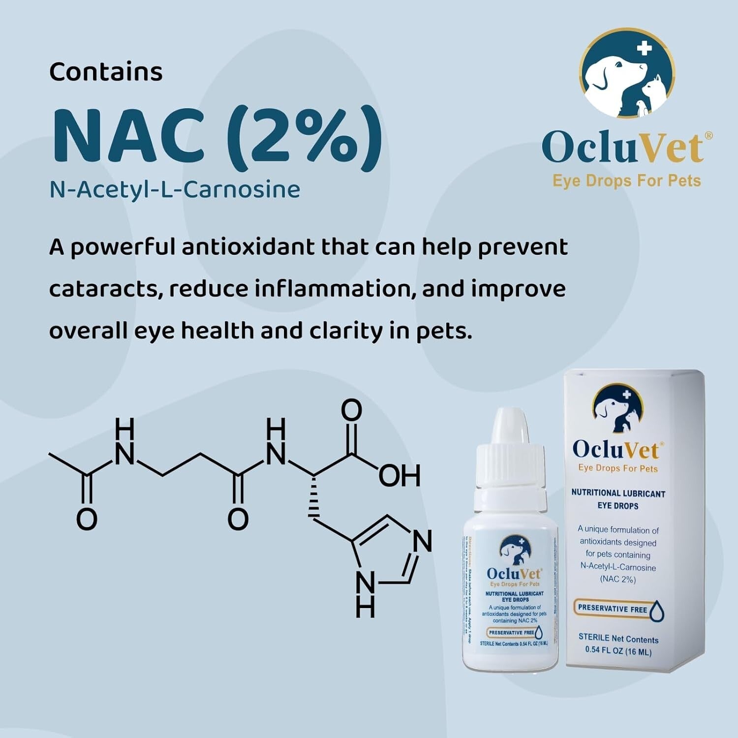 Pet Eye Care Drops with N-Acetyl-L-Carnosine - Natural Formula for Clarity, 16mL
