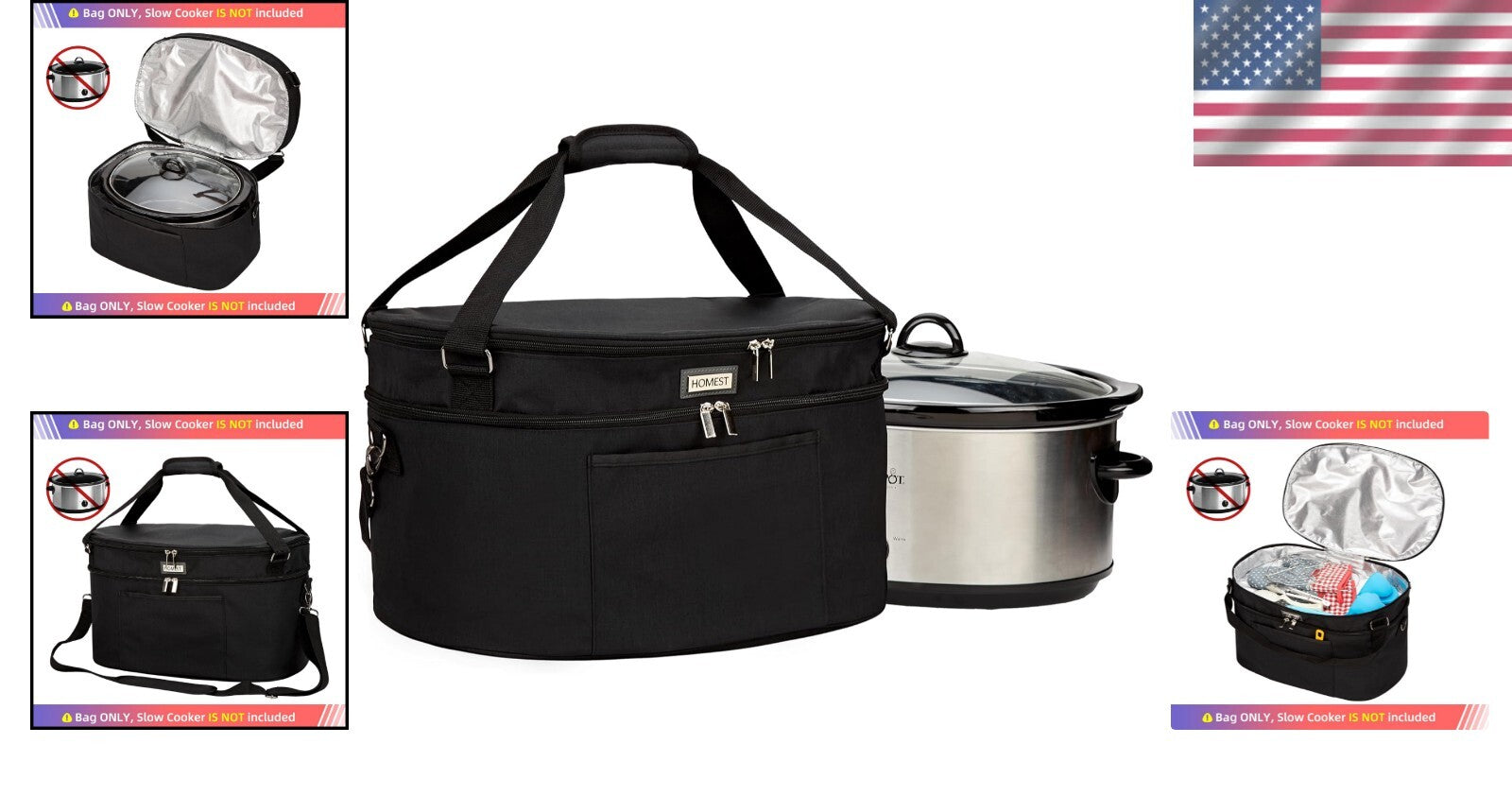 Durable 6-8 Quart Slow Cooker Holder with Adjustable Strap and Easy Wipe Liner