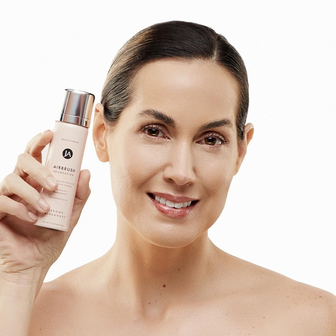 Lightweight Spray Foundation Set with Anti-Aging Elements & Dual Brushes - Fair