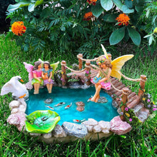 Load image into Gallery viewer, Whimsical Fairy Garden Accessories - Koi Pond, Bridge &amp; 6 Characters Included