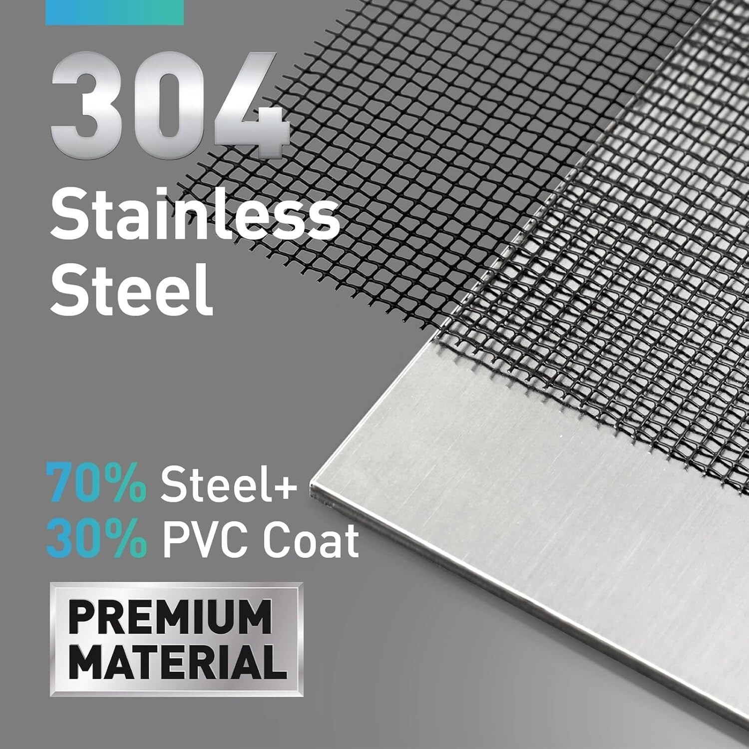 Customizable 22 Mesh Metal Window Screen Roll - 47IN x 10FT, Black Finish