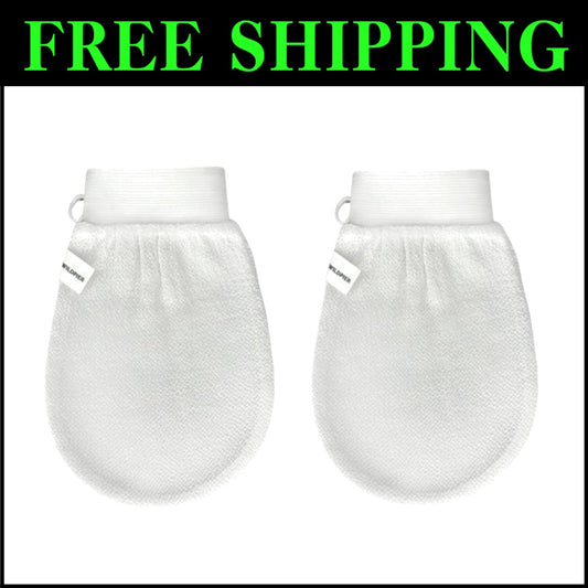 2 Pack Exfoliating Body Scrub Mitts for Sensitive Skin - Spa Experience at Home