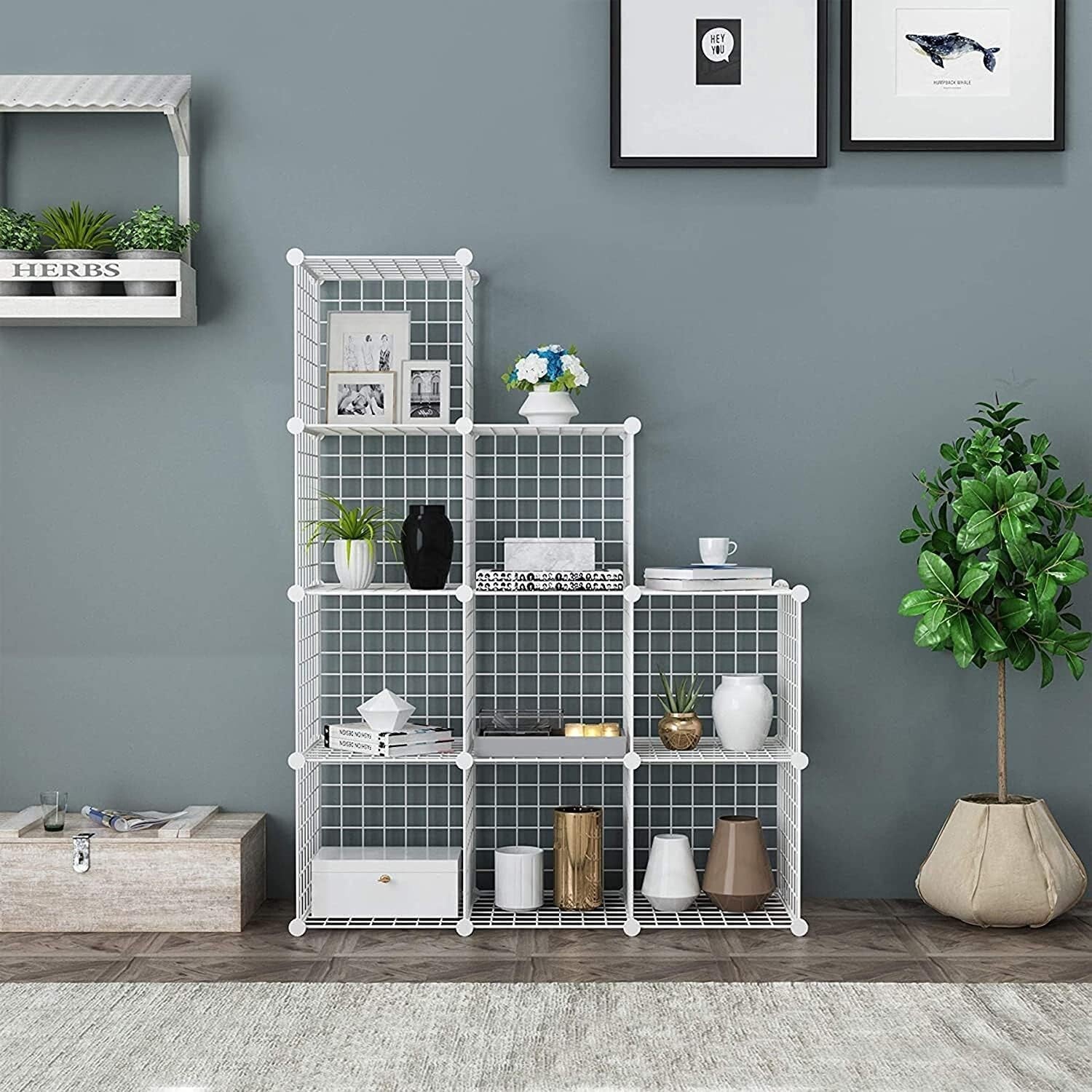 Elegant 9-Cube Wire Storage Organizer - Modern, Sturdy & Versatile Solution