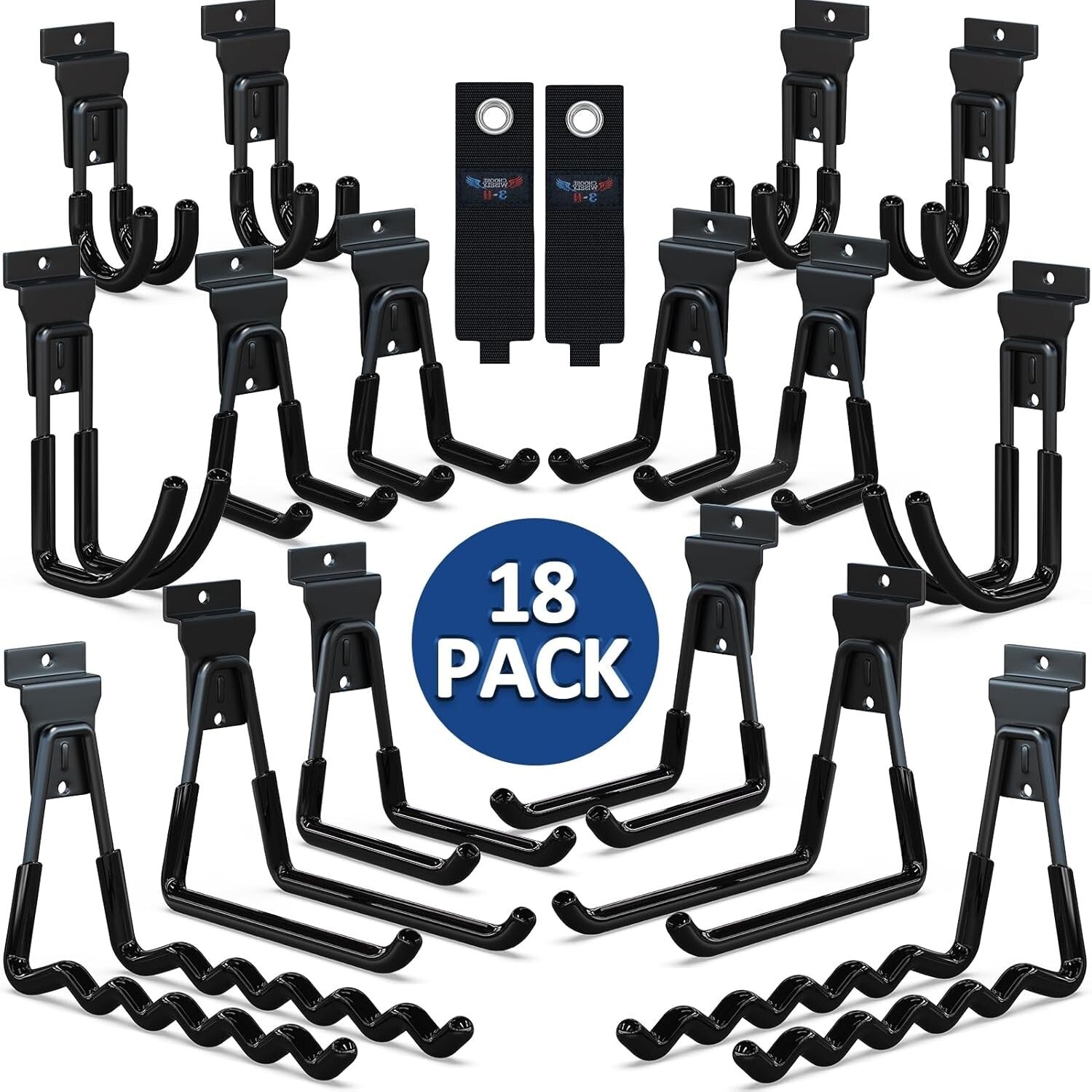 18-Piece Heavy-Duty Slatwall Hook Set - Multi-Sized Space Savers in Black