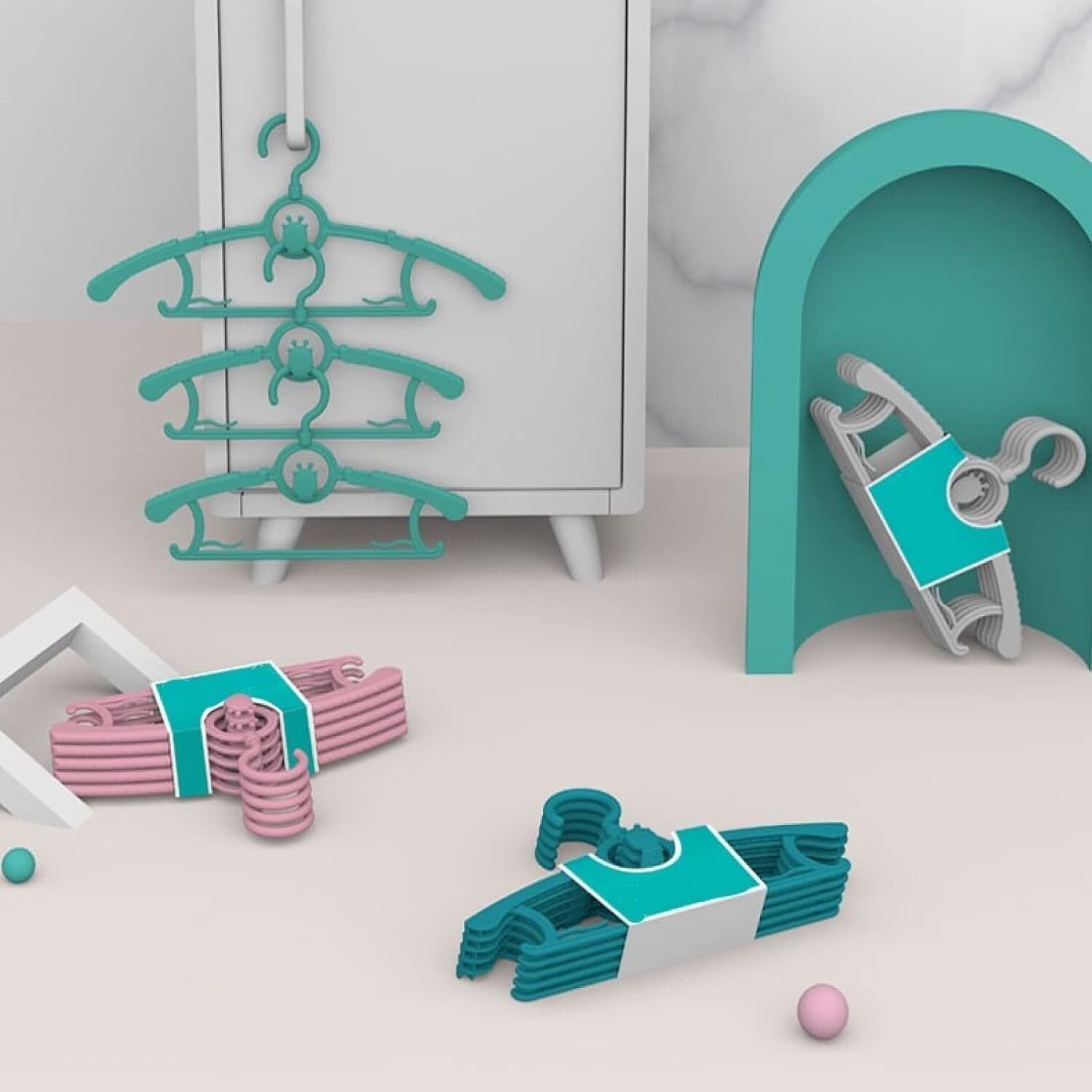 50 Adjustable Toddler Hangers with 360° Hook - Non-Slip Baby Clothes Solution