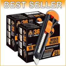 Load image into Gallery viewer, 72 Pack Utility Knives: 18mm Retractable Box Cutters with Razor Sharp Blades