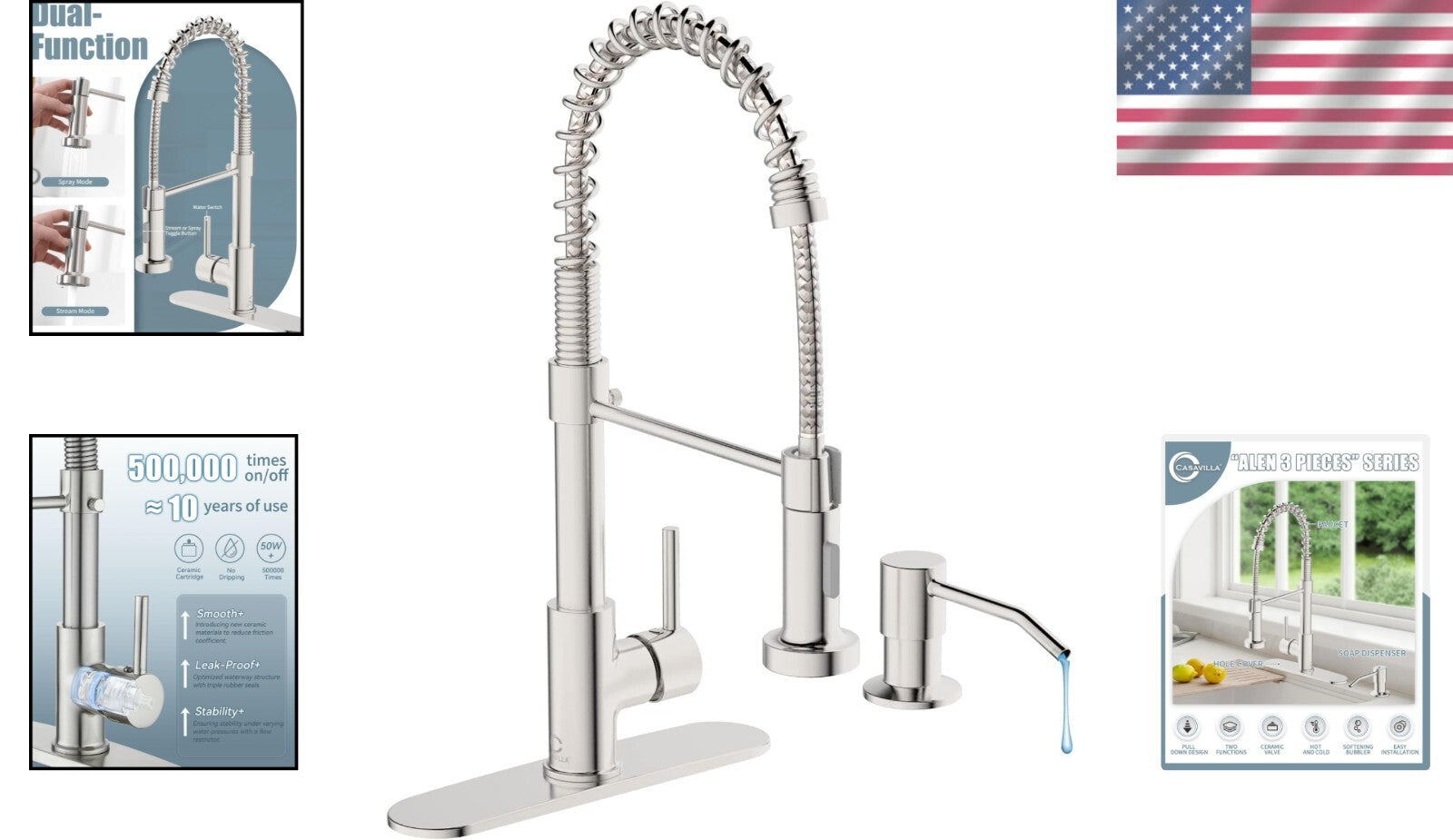 Premium Pull Down Kitchen Faucet & Soap Dispenser Set - Durable & Easy to Use