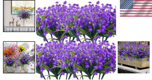 20 Bundles UV Resistant Artificial Flowers - Lifelike Outdoor Decoration in Blue