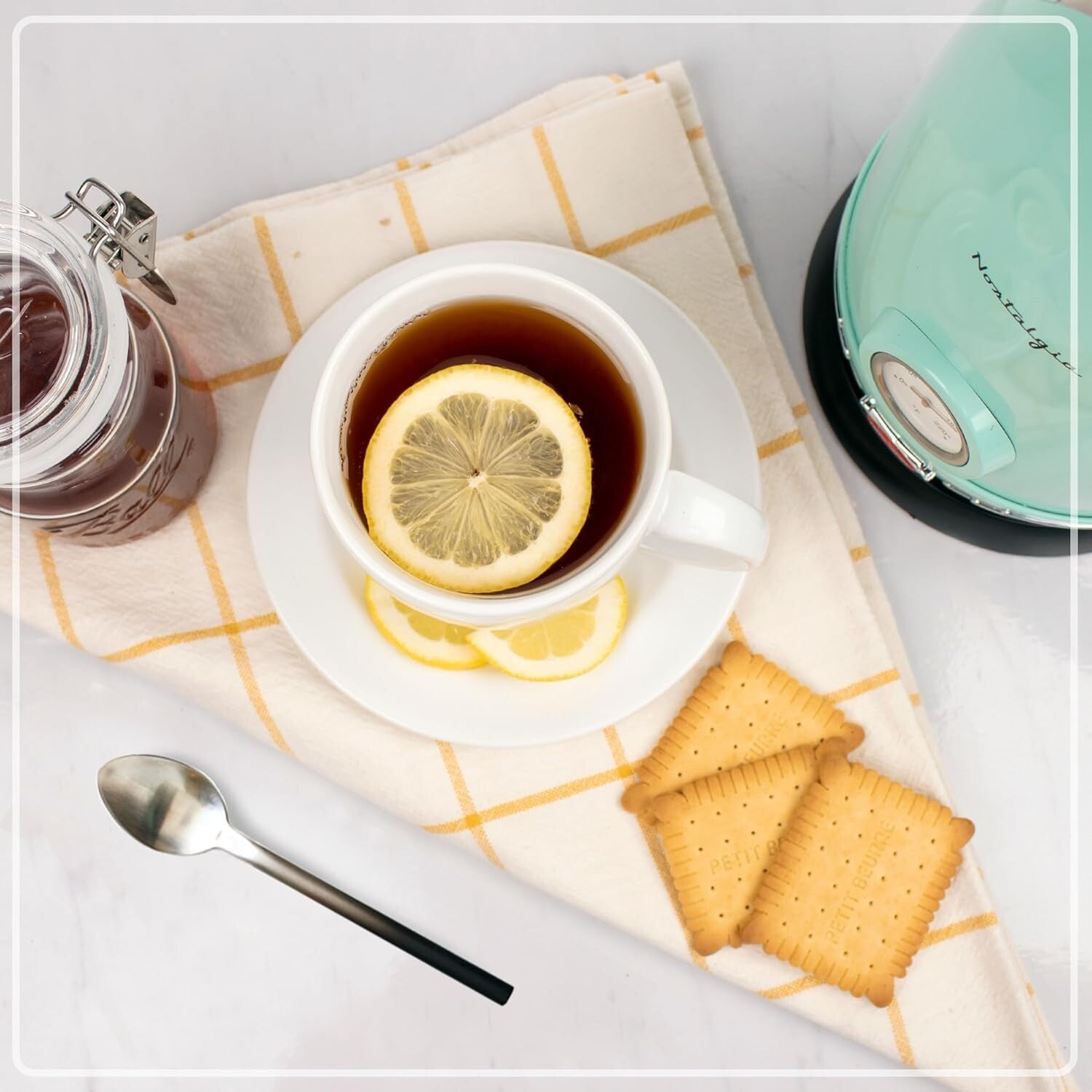 Elegant 1.7L Retro Tea Kettle with 360-Degree Base & Water Level Indicator