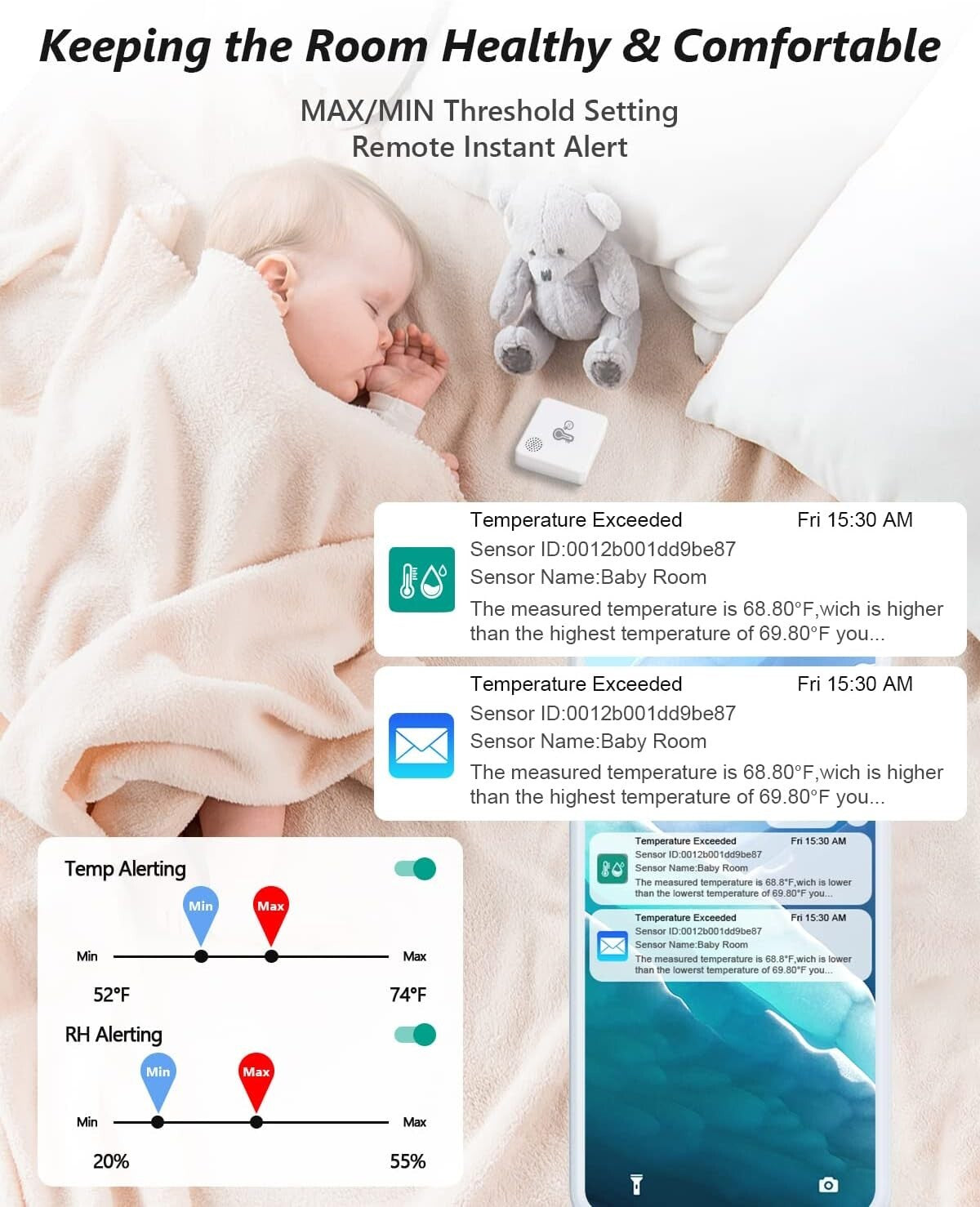 Compact WiFi Room Thermometer with Long Battery Life & Detailed Climate Tracking