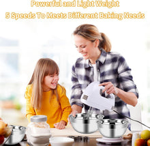 Load image into Gallery viewer, Versatile Electric Mixing Bowl Set - 200W Mixer with Dishwasher-Safe Attachments