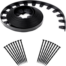 Load image into Gallery viewer, Durable Flexible No-Dig Plastic Lawn Edging Kit with Anchoring Spikes - Black