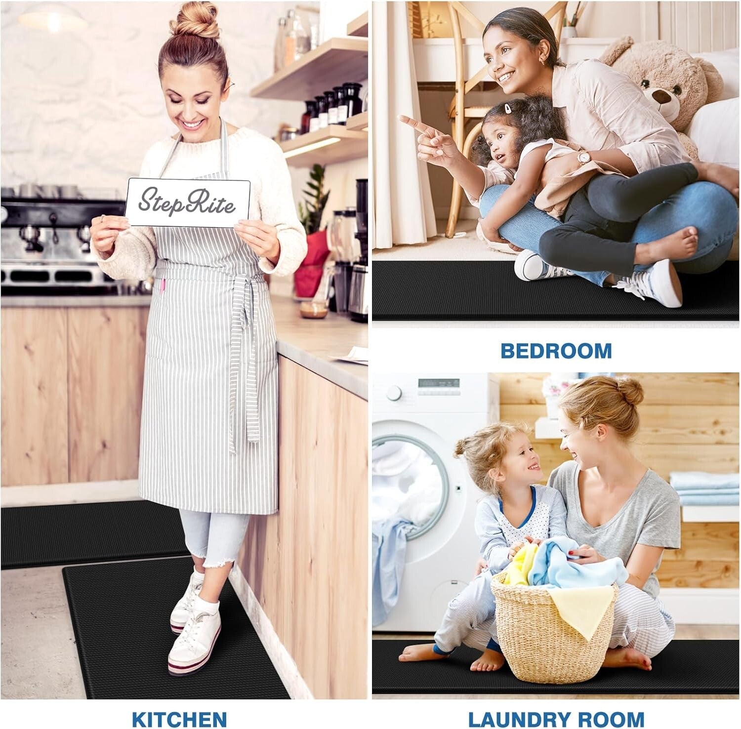 Durable Non-Slip Kitchen Mat Set - Cushioned Anti-Fatigue, 17.3"×30"+17.3"×47"