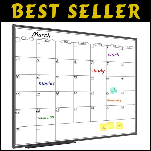 Large 48X36 Magnetic Whiteboard Calendar - Scratch-Resistant for Office & Home