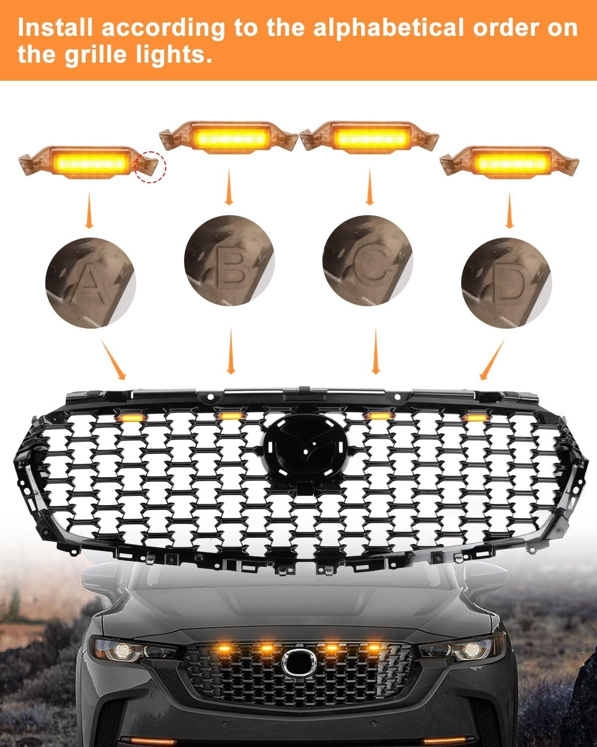 Weatherproof Yellow LED Grille Lights for 2025 Mazda CX-50 - Stylish & Safe