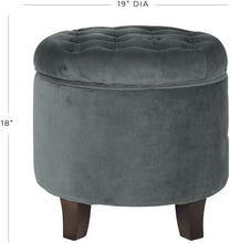 Load image into Gallery viewer, Upholstered Velvet Tufted Round Ottoman with Storage for Elegant Living Spaces