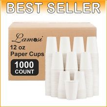 Load image into Gallery viewer, Bulk 1000 Count Disposable 12 oz Paper Cups - Sturdy for Hot &amp; Cold Drinks