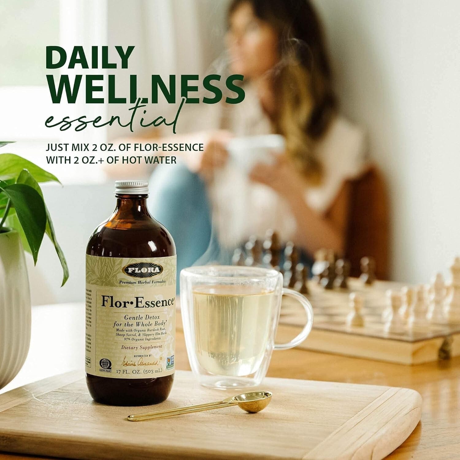 32oz Flor Essence Herbal Detox Tea - Daily Gentle Cleanse for Digestive Health