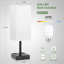 Load image into Gallery viewer, Compact Touch Nightstand Lamps Set with USB-C Ports &amp; AC Outlets - Modern Decor