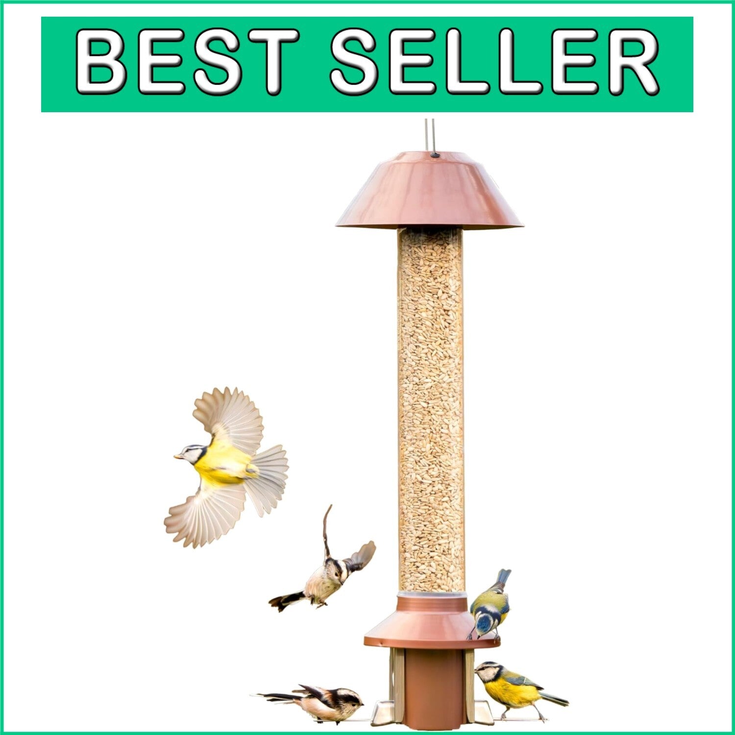 2.0 Squirrel Proof Wild Bird Feeder - 4lb Seed Capacity, Antique Copper Finish