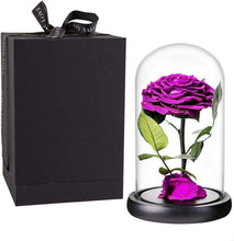 Load image into Gallery viewer, Unique Indoor Decor: Handmade Purple Rose in Glass Dome - Perfect Gift Option
