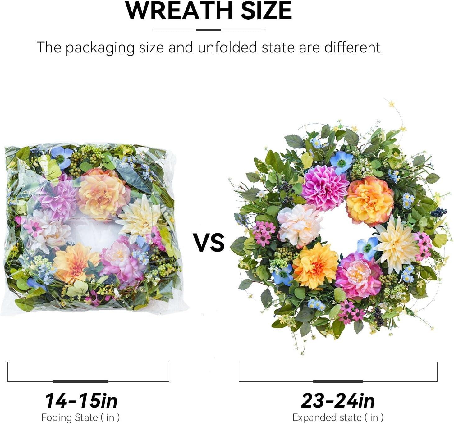 Durable Silk Spring Wreath with Peony & Dahlia - Perfect for Every Occasion